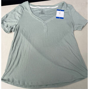 Women's Live 2 Lounge Pajamas L Light Green White 4 piece set NWT